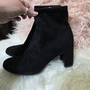 Marc Fisher Black Suede Block Heel Ankle Boots